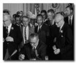President Johnson signs the 1965 Voting Rights Act
